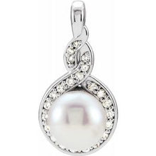 Load image into Gallery viewer, Akoya Cultured Pearl &amp; 1/10 CTW Diamond Pendant
