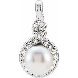 Akoya Cultured Pearl & 1/10 CTW Diamond Pendant