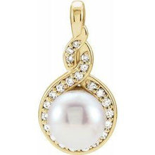 Load image into Gallery viewer, Akoya Cultured Pearl &amp; 1/10 CTW Diamond Pendant
