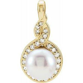 Akoya Cultured Pearl & 1/10 CTW Diamond Pendant