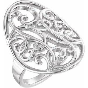 .06 CTW Diamond Scroll Bead Blast Ring