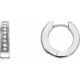 1/8 CTW Diamond Hoop Earrings with Milgrain