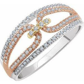 14K Tri-Color 1/3 CTW Diamond Ring