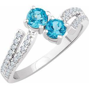 Swiss Blue Topaz & 1/4 CTW Diamond Ring