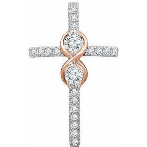 /Rose 1/2 CTW Diamond Cross Pendant