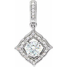 Load image into Gallery viewer, 5 mm Round Forever One&trade; Moissanite &amp; 1/8 CTW Diamond Pendant
