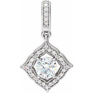 5 mm Round Forever One™ Moissanite & 1/8 CTW Diamond Pendant