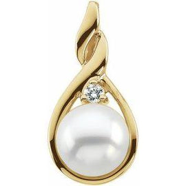 Akoya Cultured Pearl & Diamond Freeform Pendant