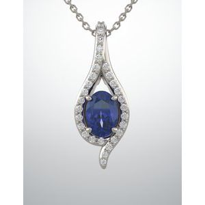Chatham® Created Blue Sapphire & 1/8 CTW Diamond Pendant