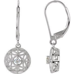 1/10 CTW Diamond Filigree Lever Back Earrings