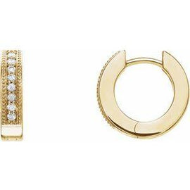 1/8 CTW Diamond Hoop Earrings with Milgrain