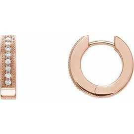 1/8 CTW Diamond Hoop Earrings with Milgrain