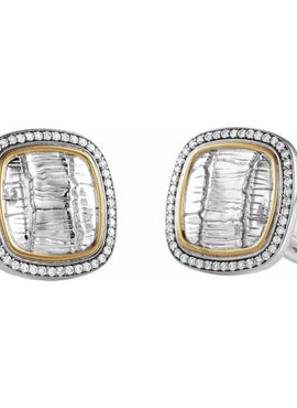 1/2 CTW Diamond Alligator Print Cuff Links