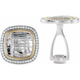 1/2 CTW Diamond Alligator Print Cuff Links