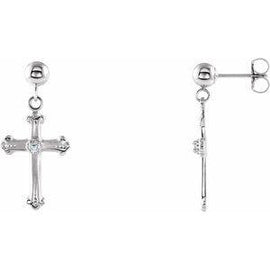Diamond Cross & Ball Earrings