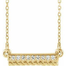 Load image into Gallery viewer, .08 CTW Diamond Rope Bar 16-18&quot; Necklace
