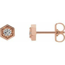 Load image into Gallery viewer, 1/8 CTW Diamond Hexagon Stud Earrings
