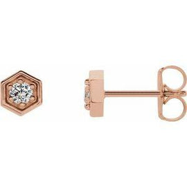 1/8 CTW Diamond Hexagon Stud Earrings