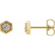 Load image into Gallery viewer, 1/8 CTW Diamond Hexagon Stud Earrings
