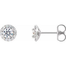 Load image into Gallery viewer, 4 mm Round Forever One™ Moissanite and 1/8 CTW Diamond Earrings
