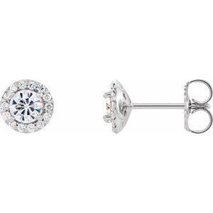 4 mm Round Forever One™ Moissanite and 1/8 CTW Diamond Earrings