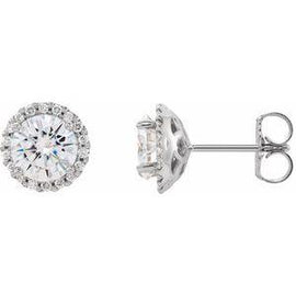 4 mm Round Forever One™ Moissanite and 1/8 CTW Diamond Earrings