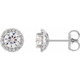 4 mm Round Forever One™ Moissanite and 1/8 CTW Diamond Earrings