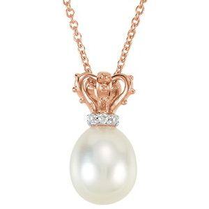 Freshwater Cultured Pearl & .015 CTW Diamond Crown 18