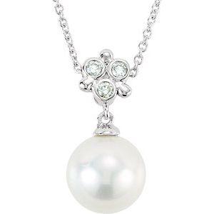 Freshwater Cultured Pearl & .05 CTW Diamond 18