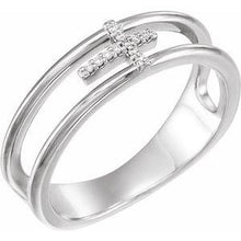 Load image into Gallery viewer, .03 CTW Diamond Negative Space Cross Ring
