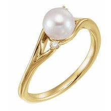 Load image into Gallery viewer, Freshwater Pearl &amp; .03 CTW Diamond Bypass Ring
