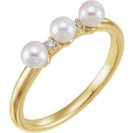 Freshwater Cultured Pearl & .03 CTW Diamond Stackable Ring