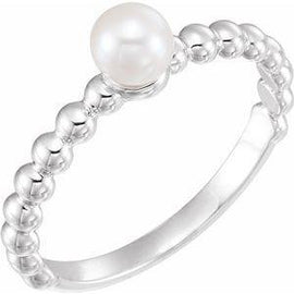 5.5-6.0 mm Freshwater Cultured Pearl Stackable Beaded Ring