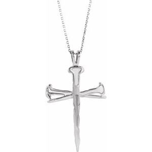 Sterling Silver 18x26 mm Nail Design Cross 18
