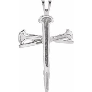 Sterling Silver 26x18.25 mm Nail Design Cross Pendant without Packaging