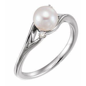 Freshwater Pearl & .03 CTW Diamond Bypass Ring