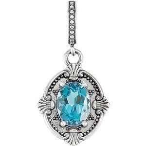 Swiss Blue Topaz Victorian Style Pendant