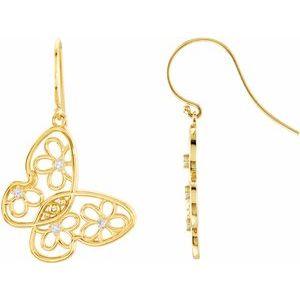 1/6 CTW Diamond Floral-Inspired Butterfly Earrings