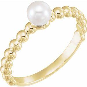 5.5-6.0 mm Freshwater Cultured Pearl Stackable Beaded Ring