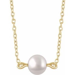 14K Yellow Cultured White Freshwater Pearl 16-18