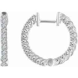1 CTW Diamond Inside/Outside 20.1 mm Hoop Earrings