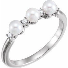 Load image into Gallery viewer, Freshwater Cultured Pearl &amp; .05 CTW Diamond Ring
