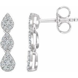 1/2 CTW Diamond Cluster Dangle Earrings