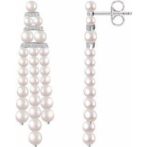 Freshwater Cultured Pearl & 1/4 CTW Diamond Earrings