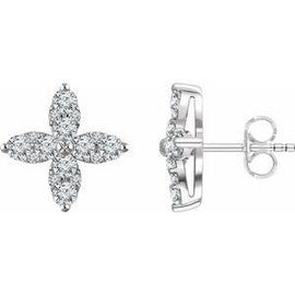 1 1/4 CTW Diamond Flower Earrings