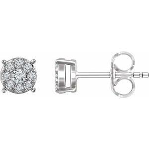 1/4 CTW Diamond Cluster Stud Earrings