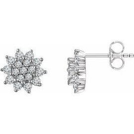 1/2 CTW Diamond Cluster Stud Earrings