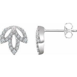 1/4 CTW Diamond Leaf Earrings