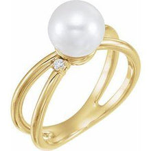 Load image into Gallery viewer, Freshwater Cultured Pearl &amp; .04 CTW Diamond Ring

