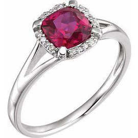 Mozambique Garnet & .05 CTW Diamond Ring